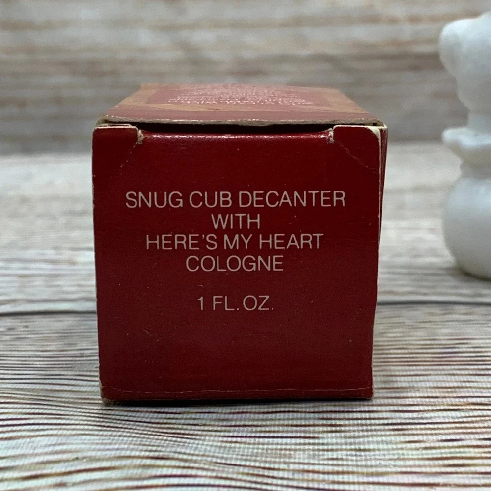 Avon‎ Snug Cub EMPTY Decanter Here's My Heart Cologne Christmas Gift Collection